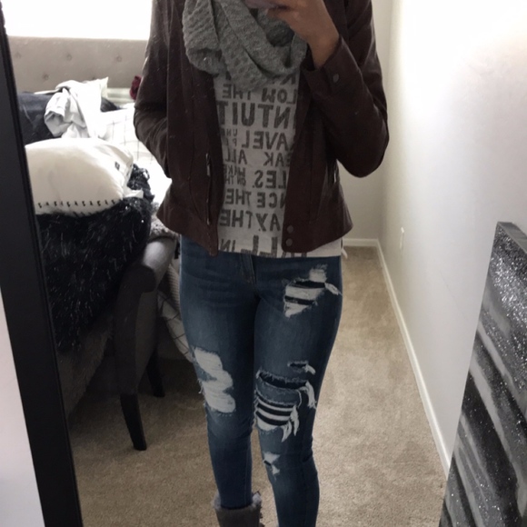 Brown leather jacket - Picture 1 of 2
